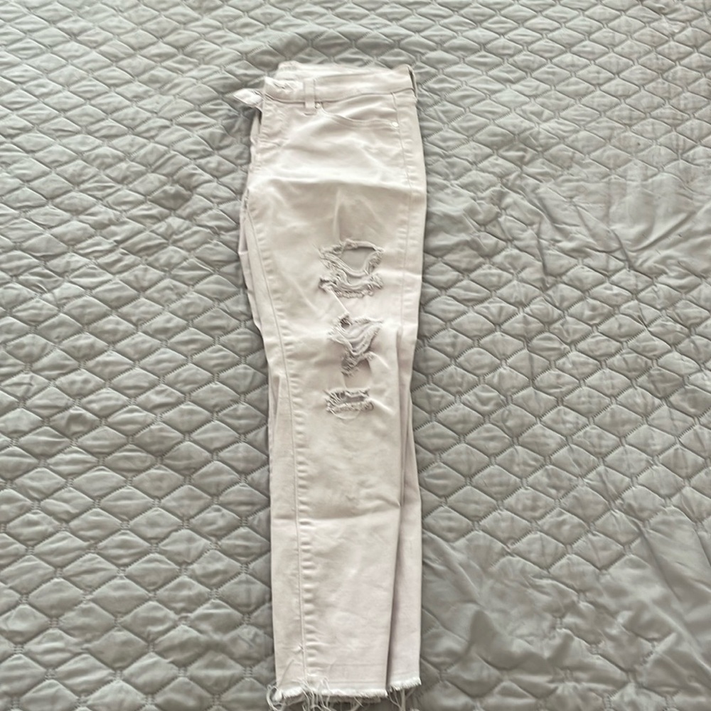 Blush mid rise distressed ankle jeans